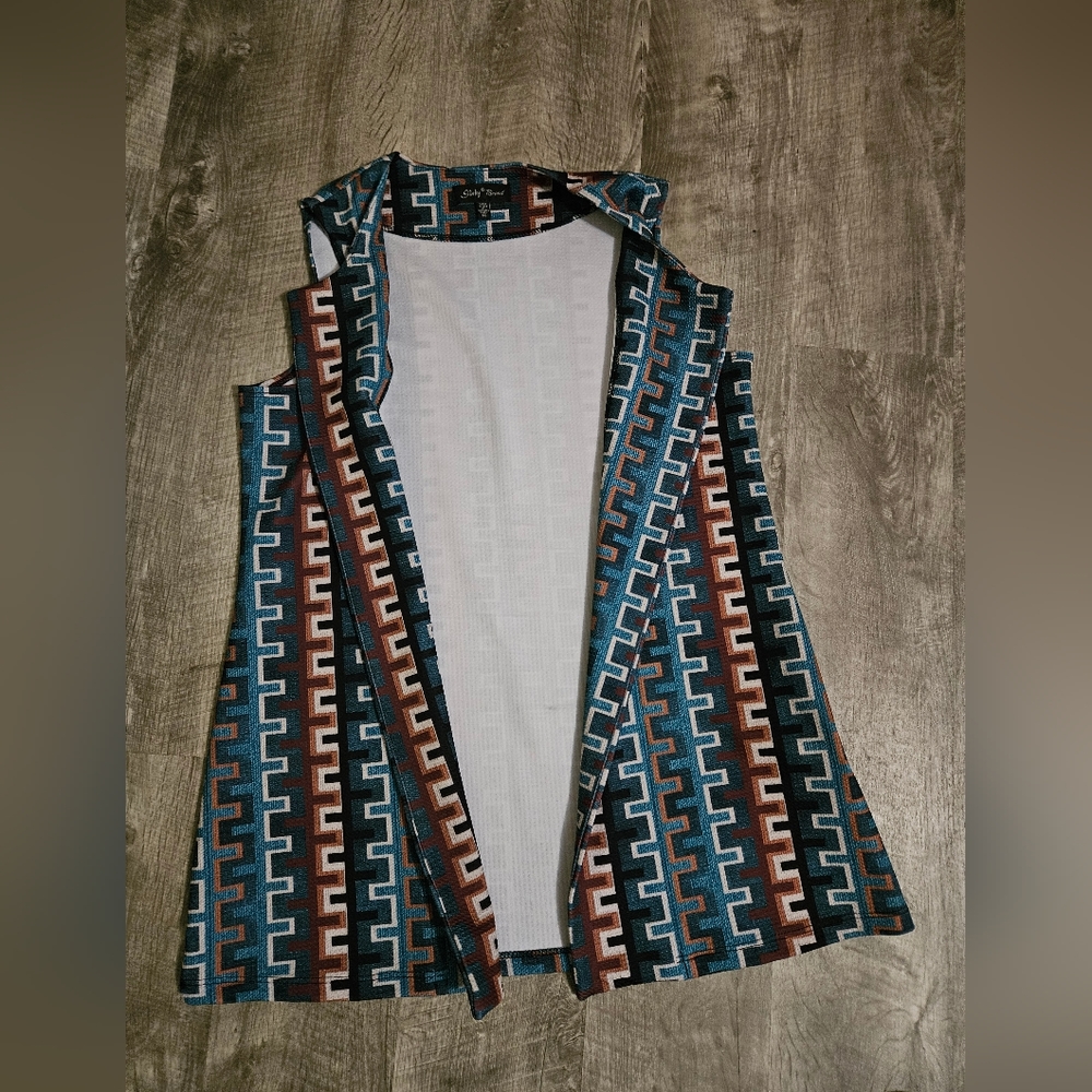 Open Front Zig Zag Tunic Vest Size Xsmall - Picture 3 of 5